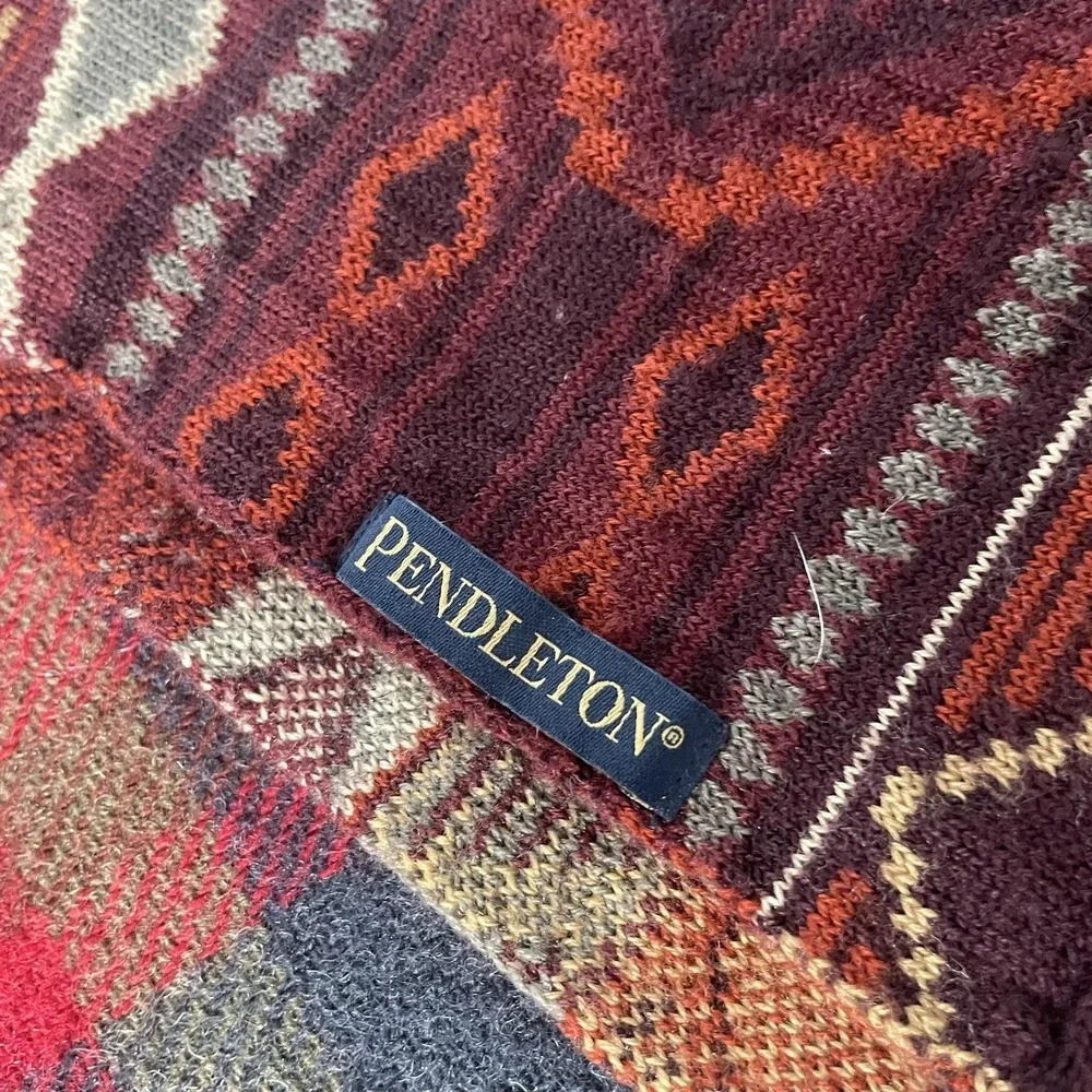 Pendleton Scarf Mens One Size Red Southwestern Knit Wool Neck Warmer Pattern